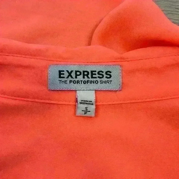 Express Orange Button Front The Portofino Shirt Size Small - Picture 5 of 15